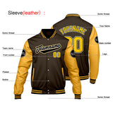 Custom Brown Yellow Varsity Jackets for Men Women Youth Personalized Letterman Jackets