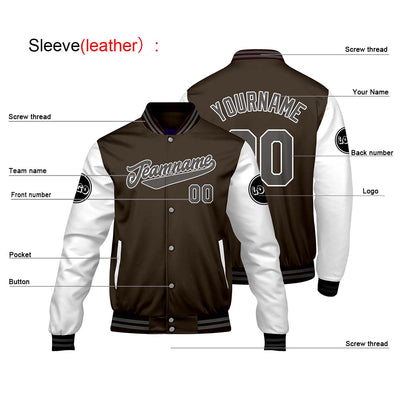 Custom Brown White Varsity Jackets for Men Women Youth Personalized Letterman Jackets