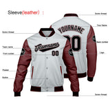 Custom Light Gray Red Varsity Jackets for Men Women Youth Personalized Letterman Jackets