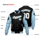 Custom Black Light Blue Varsity Jackets for Men Women Youth Personalized Letterman Jackets