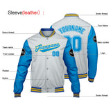 Custom Gray  Blue Varsity Jackets for Men Women Youth Personalized Letterman Jackets