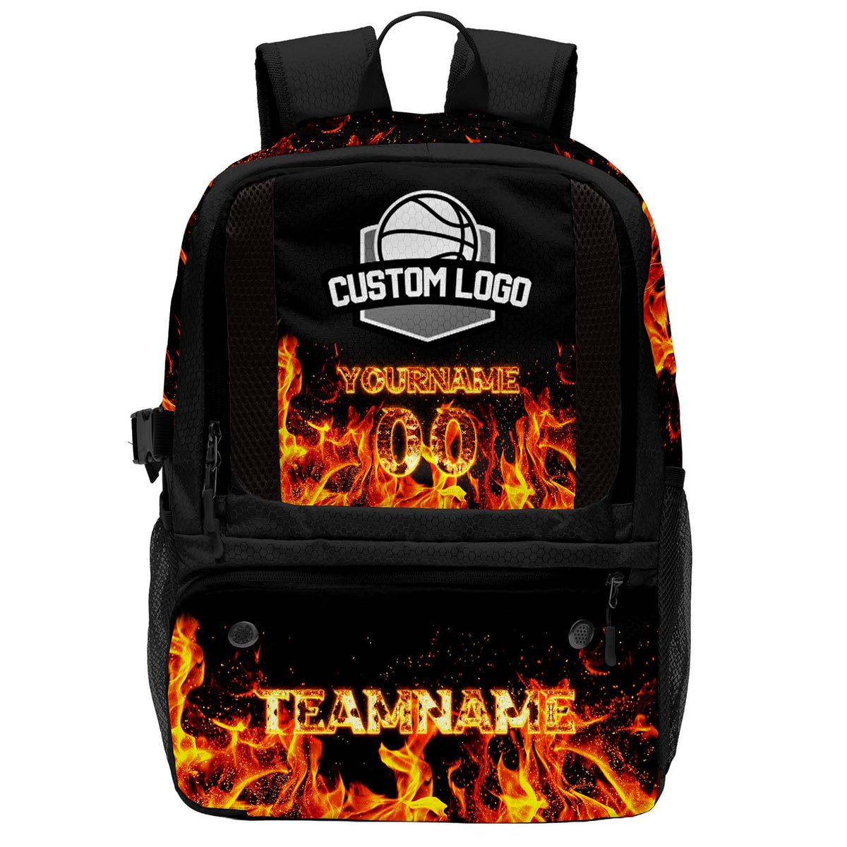Custom Black Basketball Soccer Backpack Personalized Player Names - Numbers & Team Logo #150-BP-0914-0003