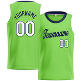 Custom Stitched Basketball Jersey for Men, Women And Kids Neon Green-Navy-White
