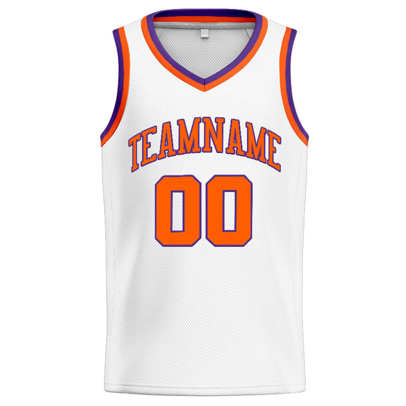 Custom Stitched Basketball Jersey for Men, Women And Kids White-Orange-Purple