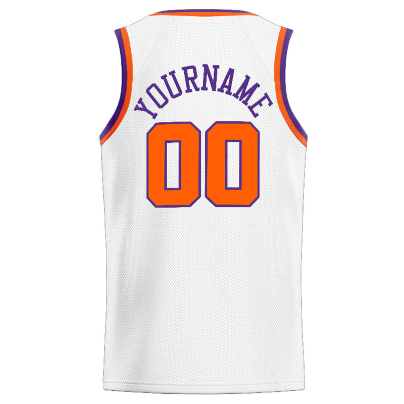 Custom Stitched Basketball Jersey for Men, Women And Kids White-Orange-Purple