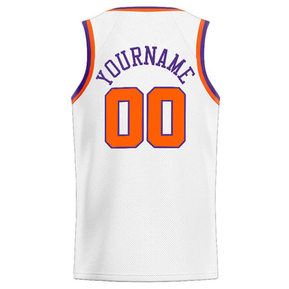 Custom Stitched Basketball Jersey for Men, Women And Kids White-Orange-Purple
