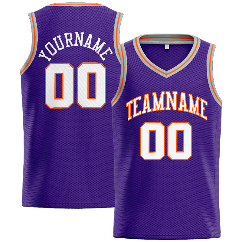 Custom Stitched Basketball Jersey for Men, Women And Kids Purple-White-Orange-Gray