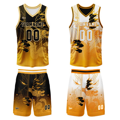 Custom Orange Reversible Basketball Suit for Adults and Kids Personalized Jersey