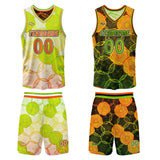 Custom Green Orange Reversible Basketball Suit for Adults and Kids Personalized Jersey