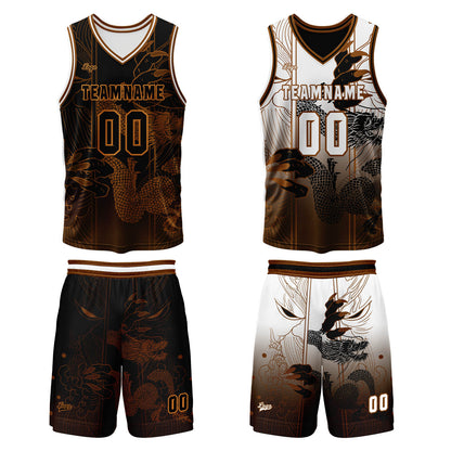 Custom Brown Reversible Basketball Suit for Adults and Kids Personalized Jersey