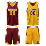 Custom Red Yellow Reversible Basketball Suit for Adults and Kids Personalized Jersey