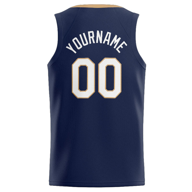 Custom Stitched Basketball Jersey for Men, Women And Kids Navy-Gold-White