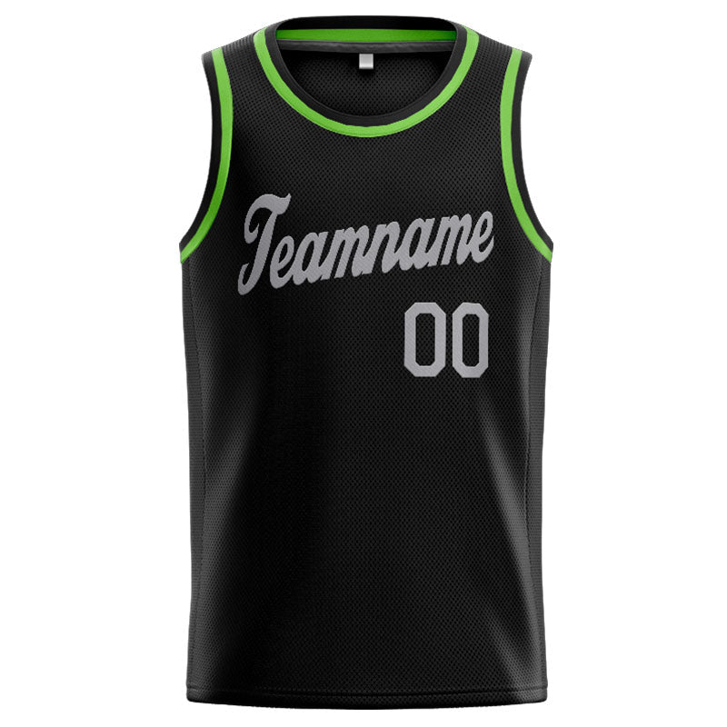 Custom Stitched Basketball Jersey for Men, Women And Kids Black-Neon Green-Gray
