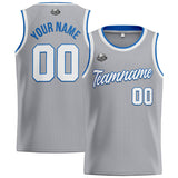 Custom Stitched Basketball Jersey for Men, Women  And Kids Gray-White-Blue