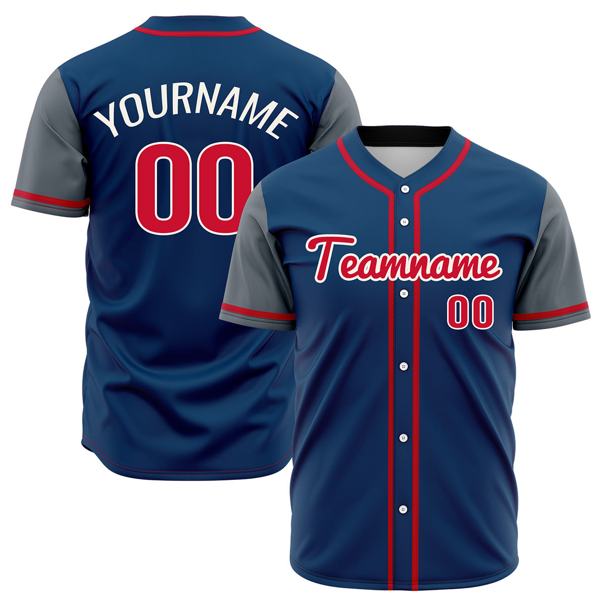 Custom Dark Blue Gray Hip Hop Baseball Jersey Stitched Printed - Personalized Name Number Shirts #BB-0919-0048