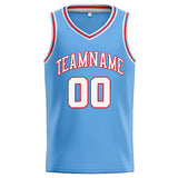 Custom Stitched Basketball Jersey for Men, Women And Kids Light Blue-White-Red