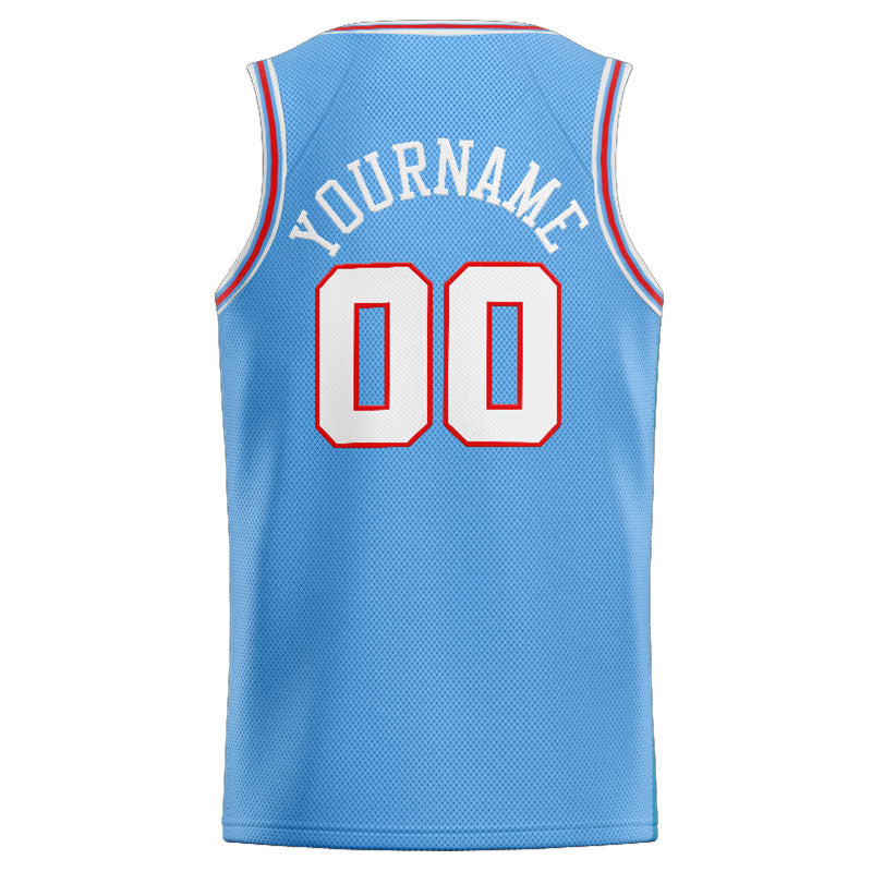 Custom Stitched Basketball Jersey for Men, Women And Kids Light Blue-White-Red