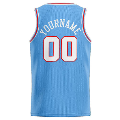 Custom Stitched Basketball Jersey for Men, Women And Kids Light Blue-White-Red