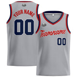 Custom Stitched Basketball Jersey for Men, Women  And Kids Gray-Navy-Red