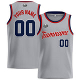 Custom Stitched Basketball Jersey for Men, Women  And Kids Gray-Navy-Red