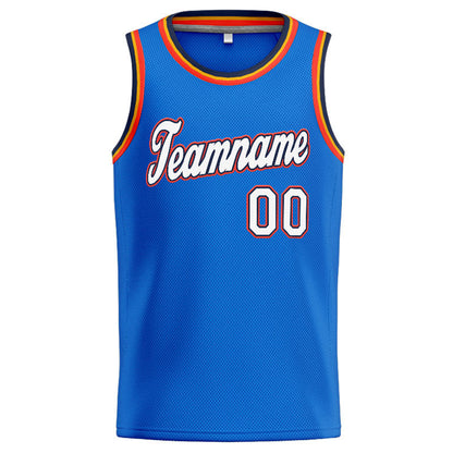 Custom Stitched Basketball Jersey for Men, Women And Kids Blue-White-Navy-Orange