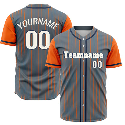 Custom Gray Orange Hip Hop Baseball Jersey Stitched Printed - Personalized Name Number Shirts #BB-0919-0062