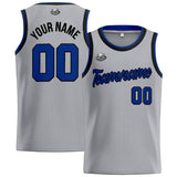 Custom Stitched Basketball Jersey for Men, Women  And Kids Gray-Royal-Black