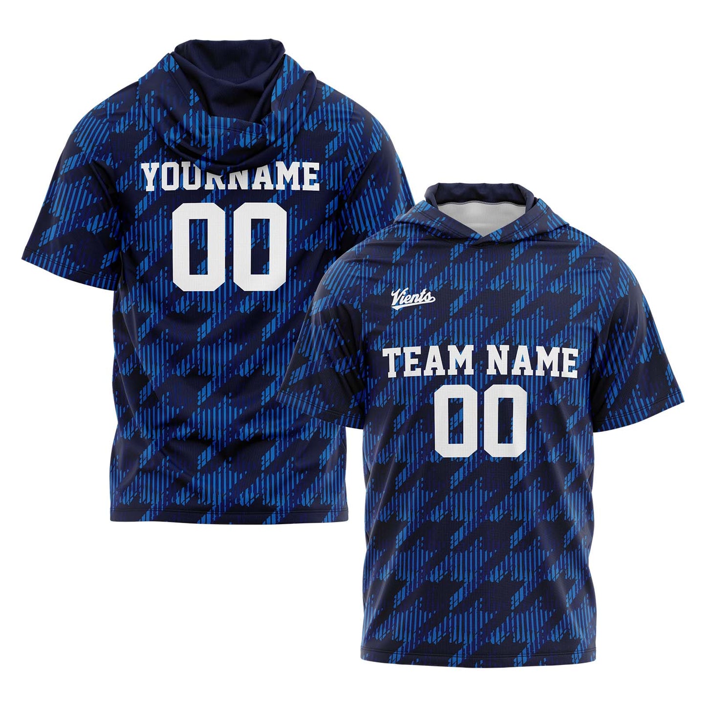 Custom Navy Short Sleeve Hoodies for Men Women Shirts with Hoods Printed Name Logo