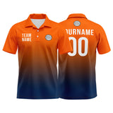 Custom Orange navy Football Polo Shirts  Add Your Unique Logo/Name/Number