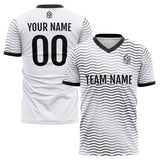 Custom Soccer Uniform Jersey Kids Adults Personalized Set Jersey White&Black Wave