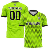 Custom Soccer Uniform Jersey Kids Adults Personalized Set Jersey Neon Green&Black Wave