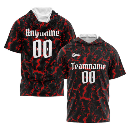 Custom Black Red Short Sleeve Hoodies for Men Women Shirts with Hoods Printed Name Logo