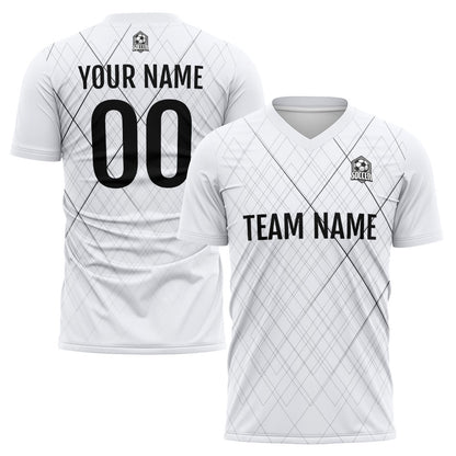 Custom Soccer Uniform Jersey Kids Adults Personalized Set Jersey White&Black Line