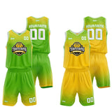 Custom Reversible Basketball Suit for Adults and Kids Green-Yellow