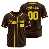 Custom Baseball Jersey Stitched Design Personalized Hip Hop Baseball Shirts Brown-Yellow