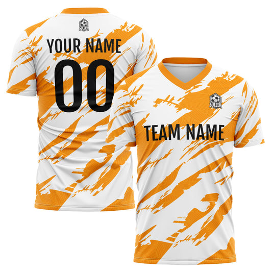 Custom Soccer Uniform Jersey Kids Adults Personalized Set Jersey Worn&Orange&white