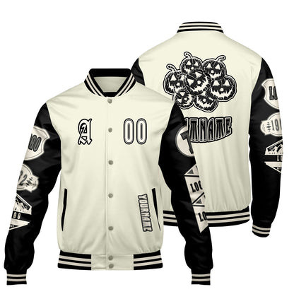 Custom White Black Letterman Varsity Jacket Personalized Embroidery Printing