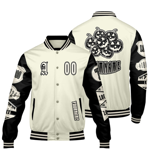 Custom White Black Letterman Varsity Jacket Personalized Embroidery Printing