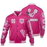 Custom Pink Letterman Varsity Jacket Personalized Embroidery Printing
