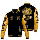 Custom Black Yellow Letterman Varsity Jacket Personalized Embroidery Printing