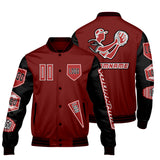 Custom Red Black Letterman Varsity Jacket Personalized Embroidery Printing