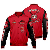 Custom Bright Red Black Letterman Varsity Jacket Personalized Embroidery Printing