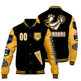 Custom Black Yellow Letterman Varsity Jacket Personalized Embroidery Printing