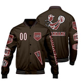Custom Brown Letterman Varsity Jacket Personalized Embroidery Printing