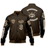 Custom Brown Black Letterman Varsity Jacket Personalized Embroidery Printing