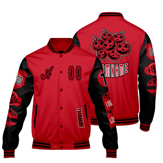 Custom Red Black Letterman Varsity Jacket Personalized Embroidery Printing