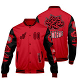 Custom Red Black Letterman Varsity Jacket Personalized Embroidery Printing