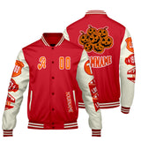 Custom White Red Letterman Varsity Jacket Personalized Embroidery Printing