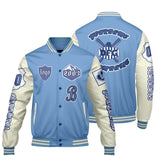 Custom Blue White Letterman Varsity Jacket Personalized Embroidery Printing