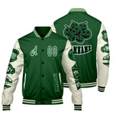 Custom Green White Letterman Varsity Jacket Personalized Embroidery Printing